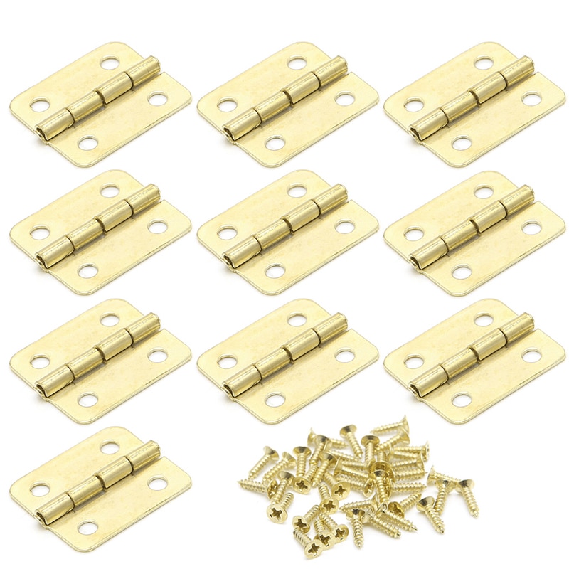 10Stck Küche Schrank Tür Scharniere Möbel Zubehör 4 Löcher Gold Schublade Scharniere für Schmuck Boxen Möbel Armaturen 18x16mm