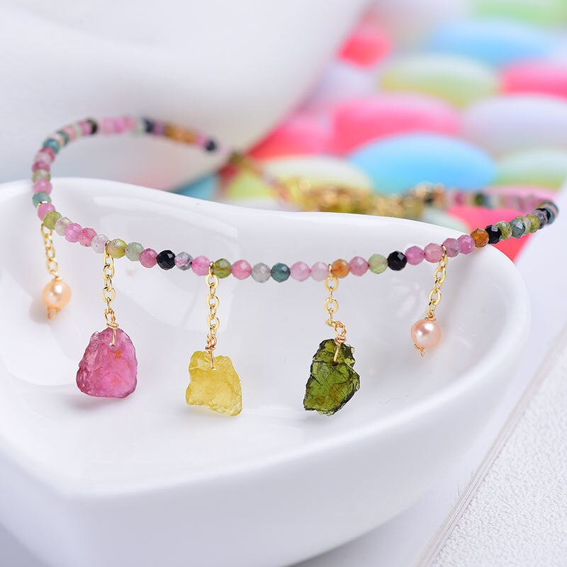 Lii Ji Einzigartige Geniune Turmalin Perle Fußkettchen Armbinde Für Frauen Charme Fußkettchen Bein Armbinde Böhmischen Strand Knöchel Schmuck