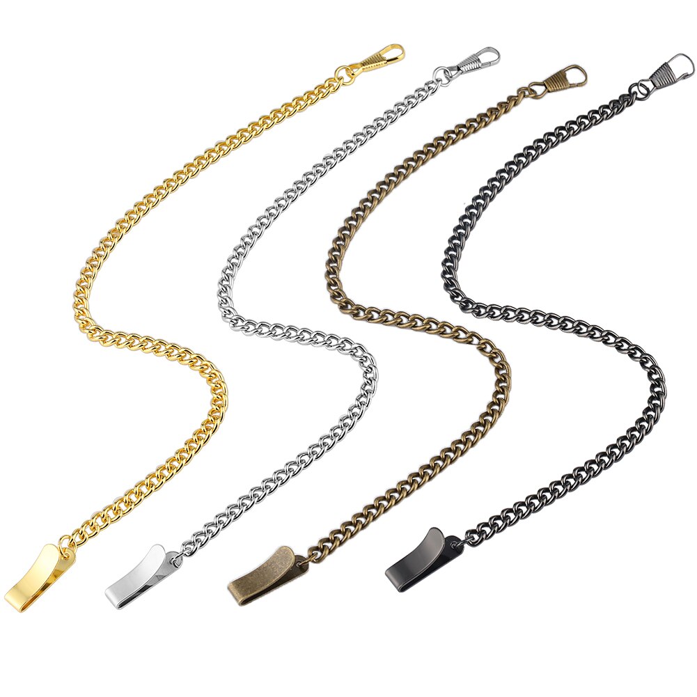 Bronze- Taschenuhr Anhänger Kette 30cm Legierung Ersatz Kette mit Clip Bronze-/Schwarz/Silber/Gold Kette für Taschenuhr