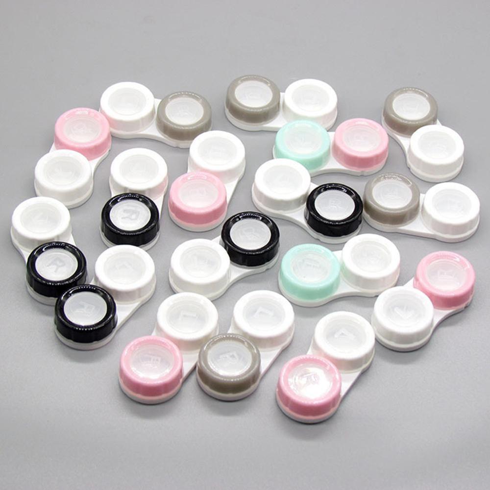 1Stck Kosmetische Kontaktlinsen fallen Auge Pflege Kasten Doppel-Kasten Farbe Nach Dem Zufall Brillen Tasche Hält Kontaktlinsen Sicher einfarbig