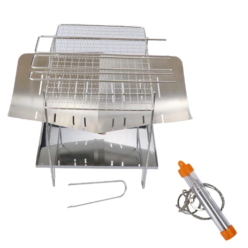 Camping Holz Herde Grill Klapp Edelstahl Brennholz Buring Herde für Camping Kochen Picknick BBQ