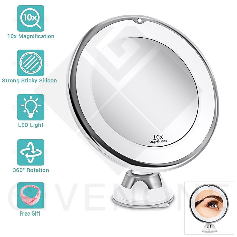 flexibel machen-hoch Spiegel 10X Vergrößerungs Spiegel Tragbare Dressing Tisch Kosmetik Spiegel LED Beleuchtete Touchscreen Eitelkeit Spiegel