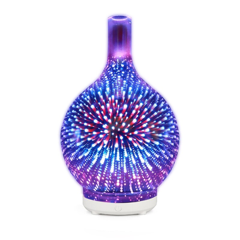3D Feuerwerk Glas Usb-luftbefeuchter mit 7 Farbe LED Nachtlicht Aroma Ätherisches Öl Diffusor Kühlen Nebel Hersteller für Heimat Sekretariat