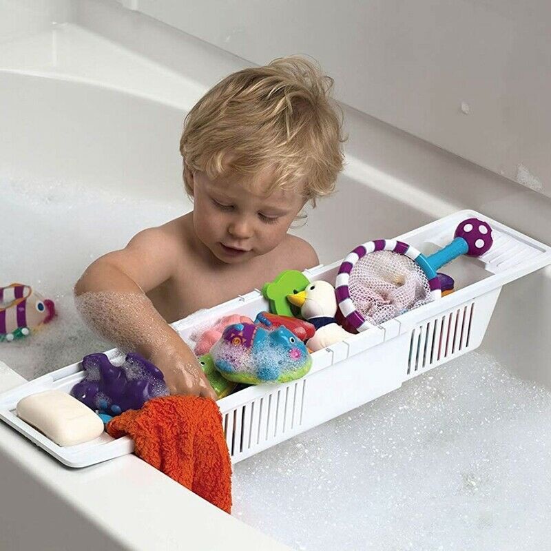 Badewanne Caddie Tablett Kunststoff Badewanne Korb Regal Gestell Schlecht Spielzeug Organizer Versenkbare Lagerung Gestell BDF99