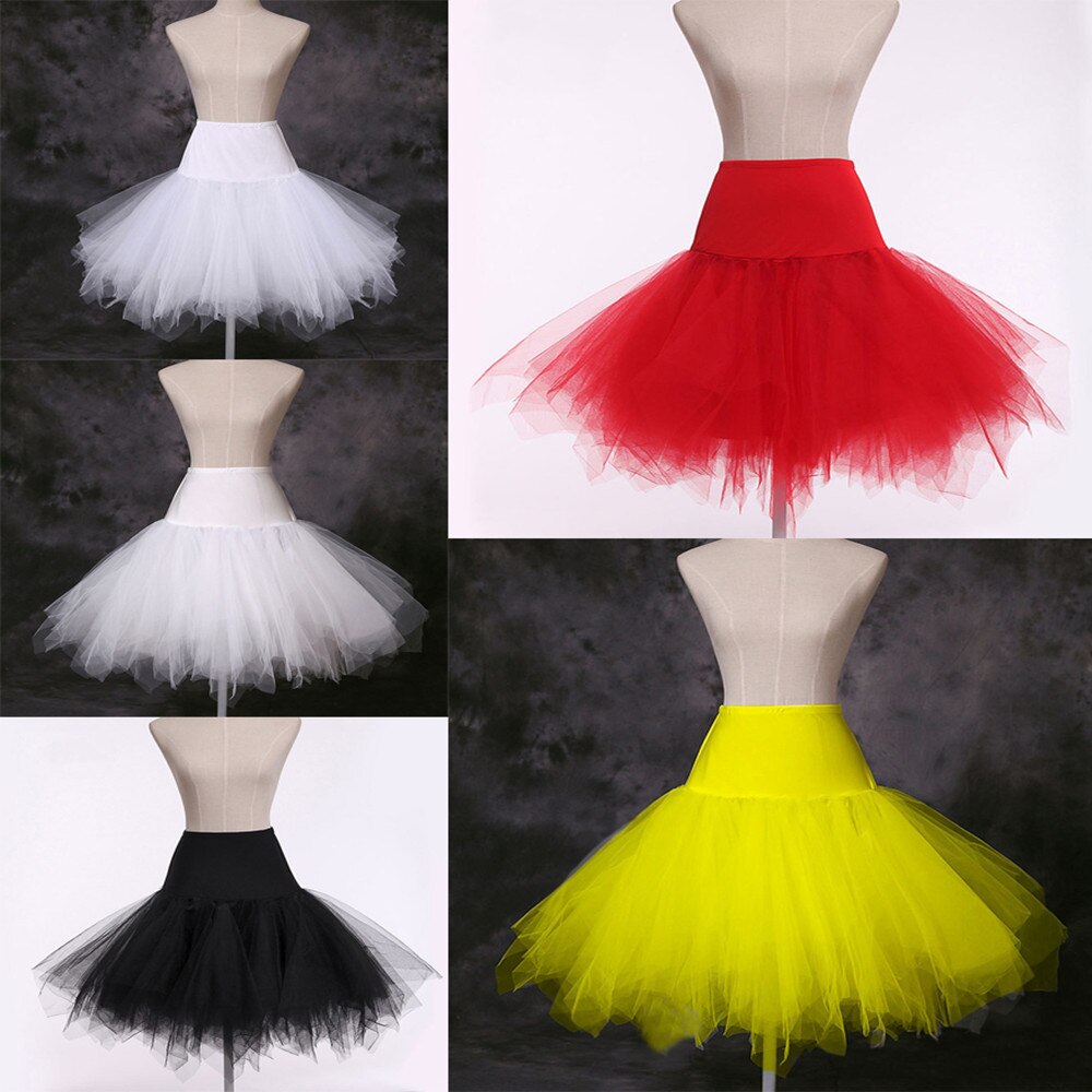 HONGFUYU Weiß Schwarz Kurze Hochzeit Petticoat Krinoline Hoopless Schichten Tüll Ballettröckchen Felsen Unterrock Rutscht Braut Zubehör Q043