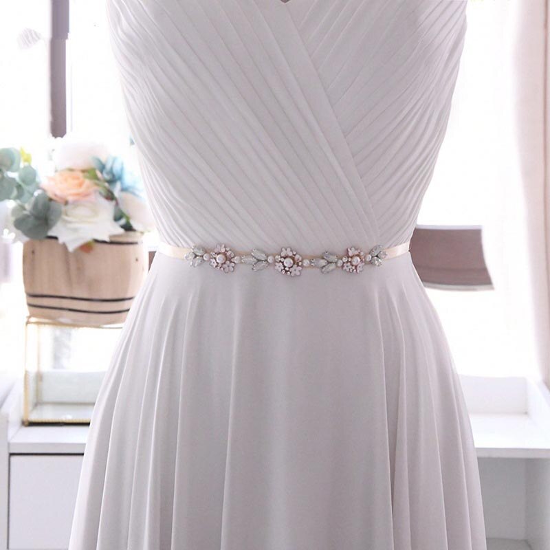 Champagner Gold Blumen Strass Hochzeit Gürtel Schärpen für Kleid funkelnd Abendkleid Braut Frauen Schärpe B81