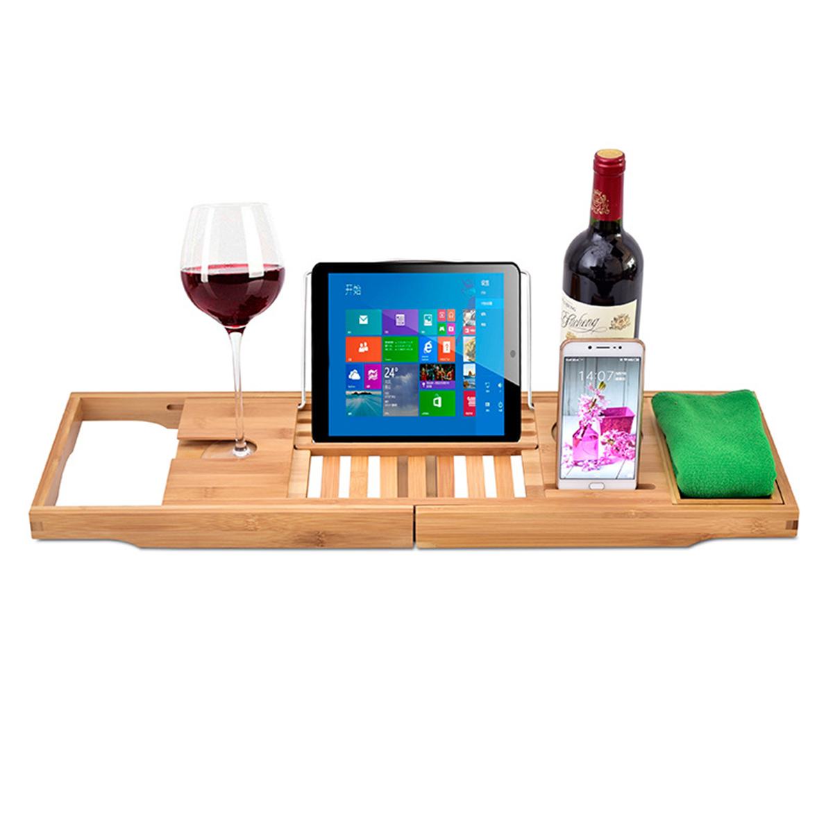 Bad einziehbar Bambus Bad Badewanne Regal Brücke Wanne Caddie Tablett Gestell Wein Glas Bo Halter Badewanne Gestell Unterstützung