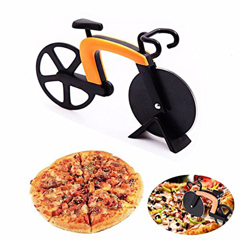 Fahrrad Pizza Cutter Rad Edelstahl Kunststoff Fahrrad Rolle Pizza Zerhacker Schneidemaschine Küche Gerät cortador de Pizza P7ding