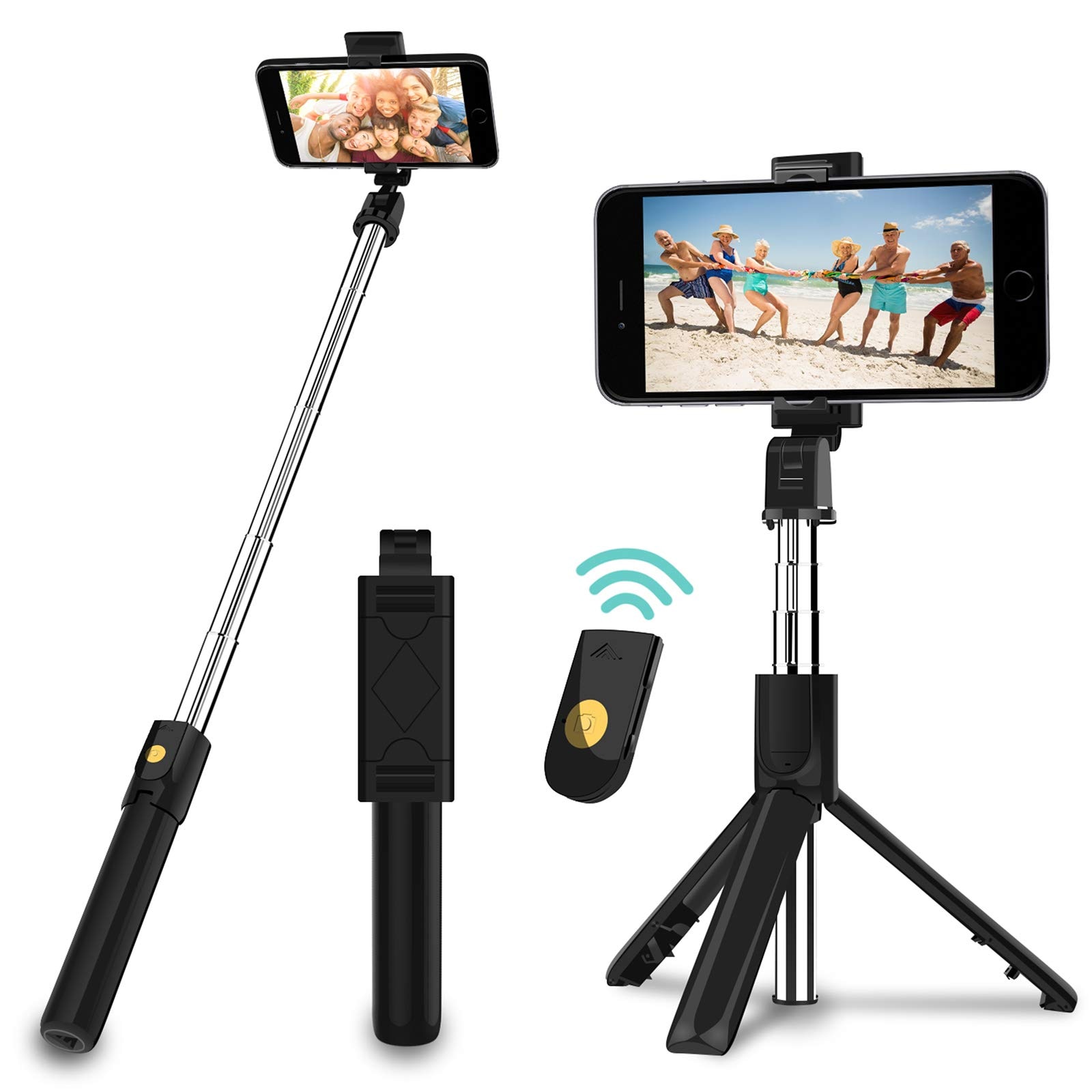 Selfie Stock Erweiterbar Bluetooth Selfie Stock Stativ mit Abnehmbare Drahtlose Fernbedienung und Stativ für Reise