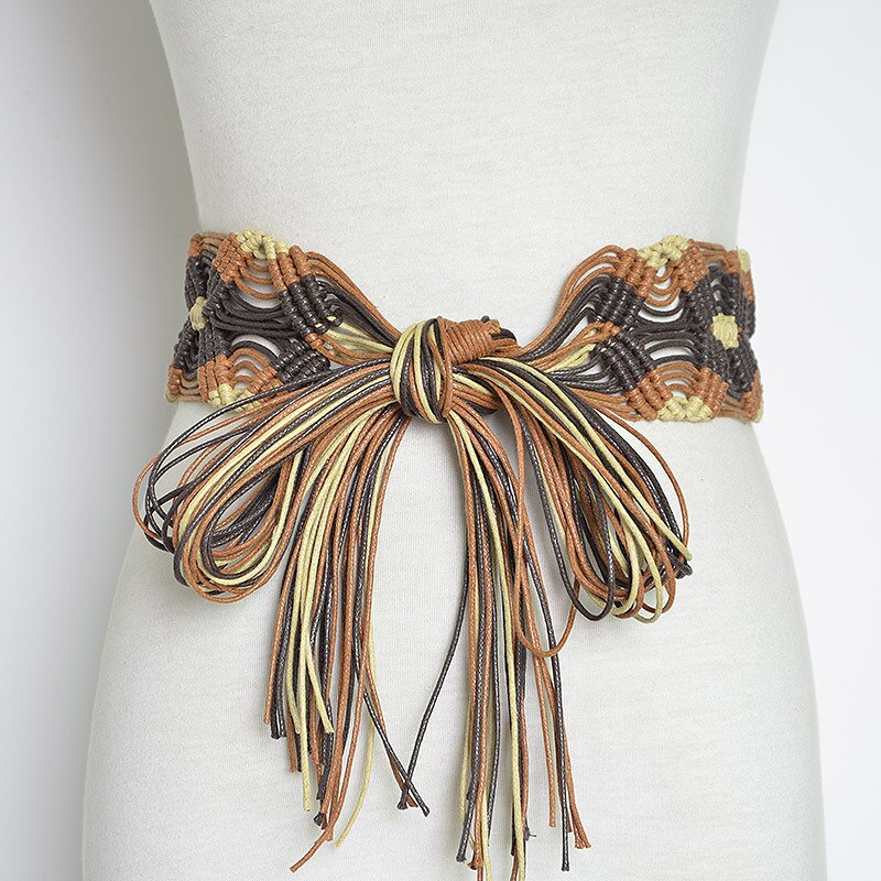 Neue Jahrgang Gestrickte Wachs Seil Holz Perle Taille Seil Frauen Taille Kette Gürtel Frau Gewebt Weiblichen Hand-Perlen Geflochten gürtel mein34