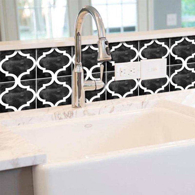 Küche zurück Zauberstab Fliesen Aufkleber, Schwarz Wasserdicht Marmor Fliesen, Klebstoff Schlecht Aufkleber Zauberstab Fliesen Dekoration