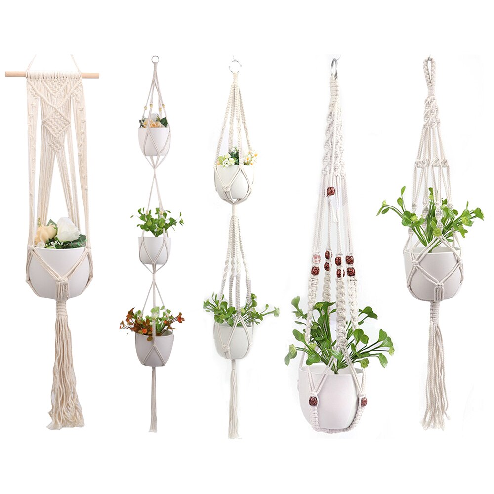 Glas Terrarium Garten Neue Seil Baumwolle Geflochtene Aufhänger Topf Hängen Körbe Blumentopf Anlage Halfter Topf Makramee Werk Aufhänger