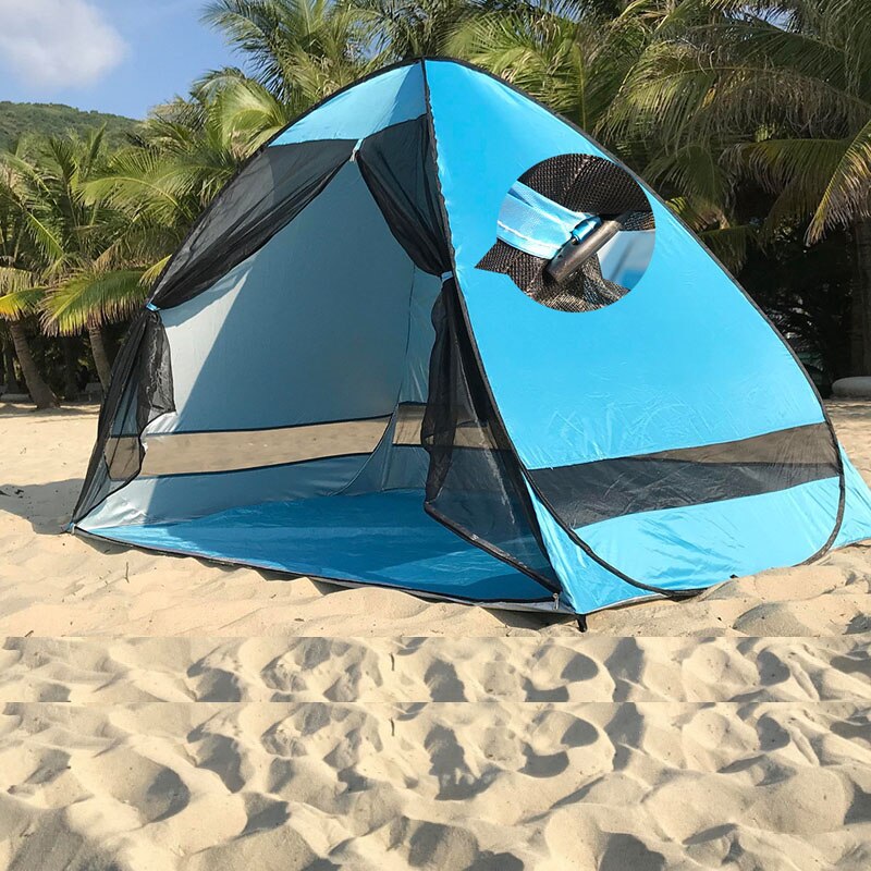 Anti-Moskito Strand Schatten Zelt Mit Blick UV Schutz Automatisch Camping draussen Tragbare Strand Zelt Mit Gittergewebe Vorhang