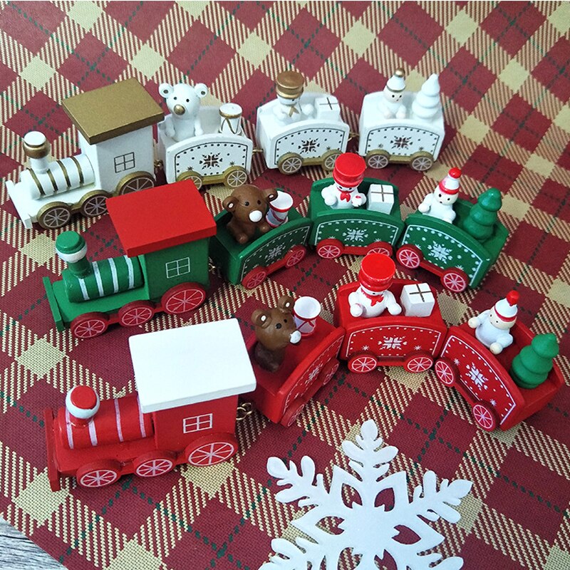Weihnachten Zug spielzeug dekoration Holz Weihnachten kuchen Tisch Dekoration Santa Claus/Bär Weihnachten Neue Jahr Liebe