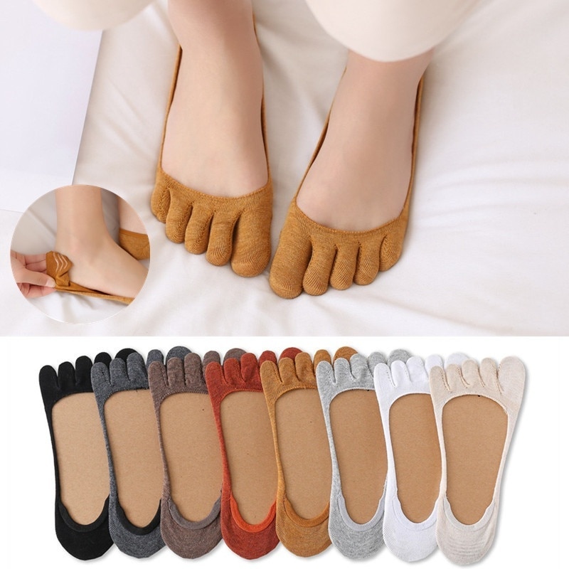 Sommer Fünf Finger Socken Flach Mund Unsichtbar Stiefel Socken frauen Einfarbig Atmungsaktive Baumwolle Teilt Zehe Socken Fünf Kappe socken