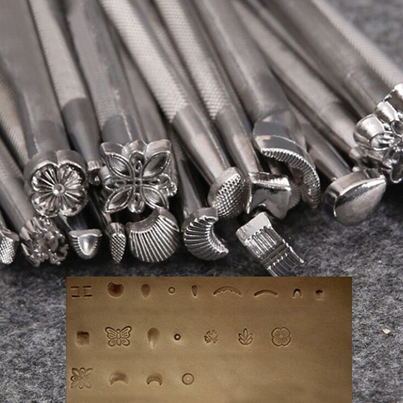 20Stck Metall DIY Leder Arbeits Sattel, Der Werkzeuge einstellen Leder Werkzeuge Carving Leder Handwerk Briefmarken einstellen Handwerk