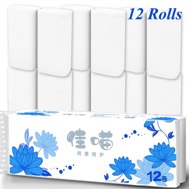 tragbar 12 Rollen 4-Schicht Toilette Papier Heimat Papier Handtuch roh Holz Zellstoff Papier Handtücher Gewebe Rollen Heimat Küche Bad Papier