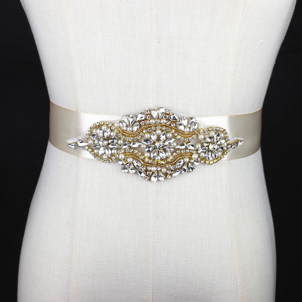 Gold Glänzenden Kristall Gürtel Für Hochzeit Strass Hochzeit Bund Prom abendkleid Dekoration brillant Hochzeit Gürtel Und Schärpe
