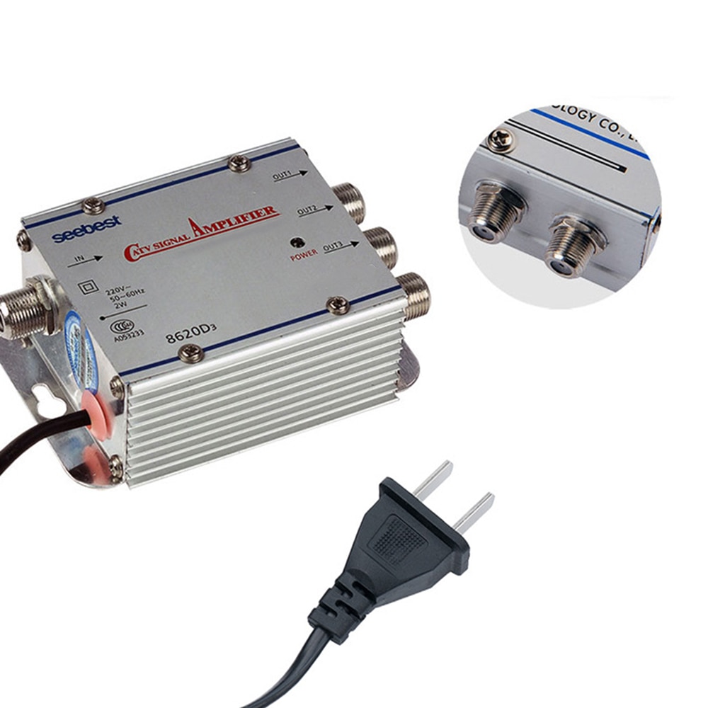 220V 3 Weg CATV Kabel TV Signal Verstärker Kabel TV Splitter Verstärker 20dB Digital TV Antenne Signal CATV Booster 45-860MHz