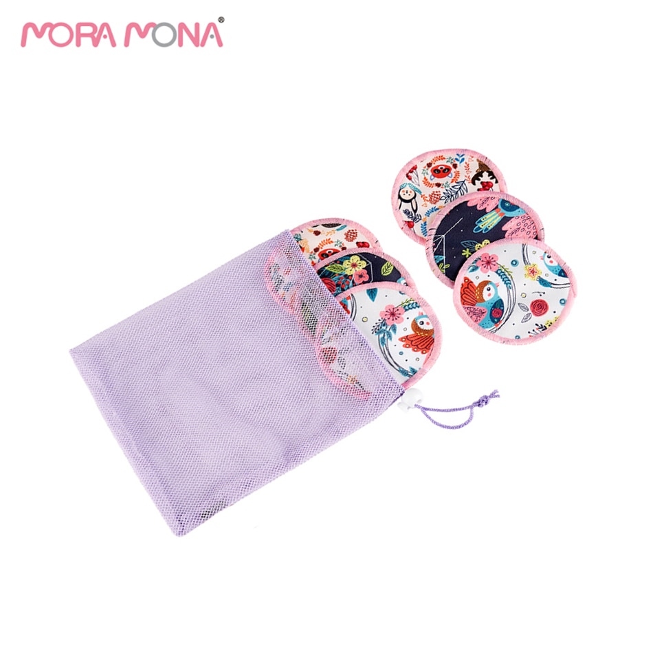 Mora Mona 6 Teile/paket Waschbar Brust Pad Mehrweg Weich Pflege Pad Mit Wäsche Tasche