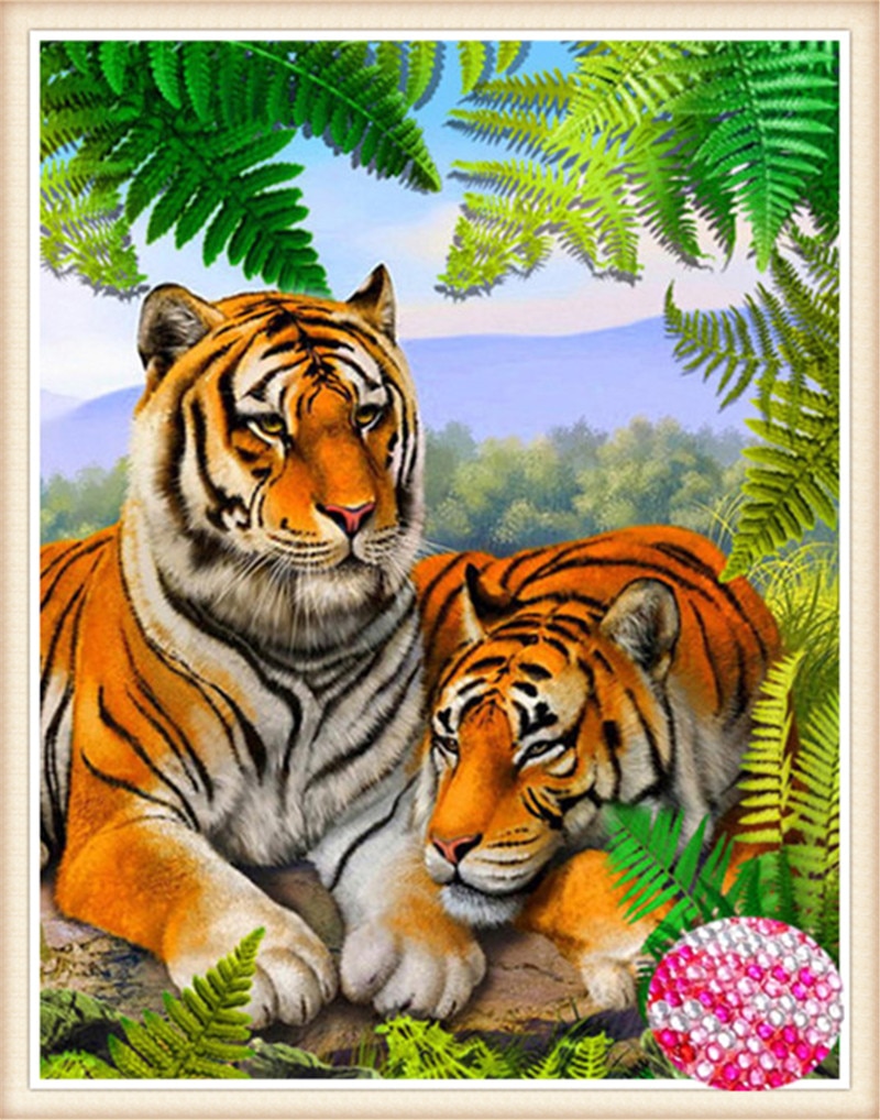 neue SCHÖNHEIT diy diamant stickerei einstellen volle runde kristall diamant malerei 5d bild von steine Zauberstab Dekor Tiger tiere
