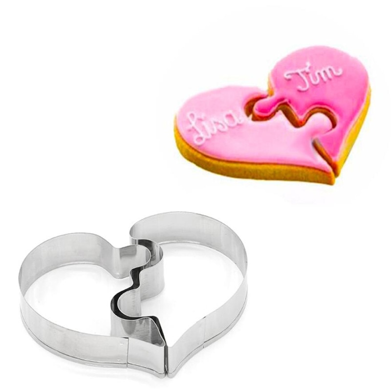 2 Stck Herz Cookie Formen Verknüpfungen Rechts Herz Geformt Cookie Cutter Lustige Liebe Hochzeit Rätsel Romantische Kekse bilden Kekse Stempel