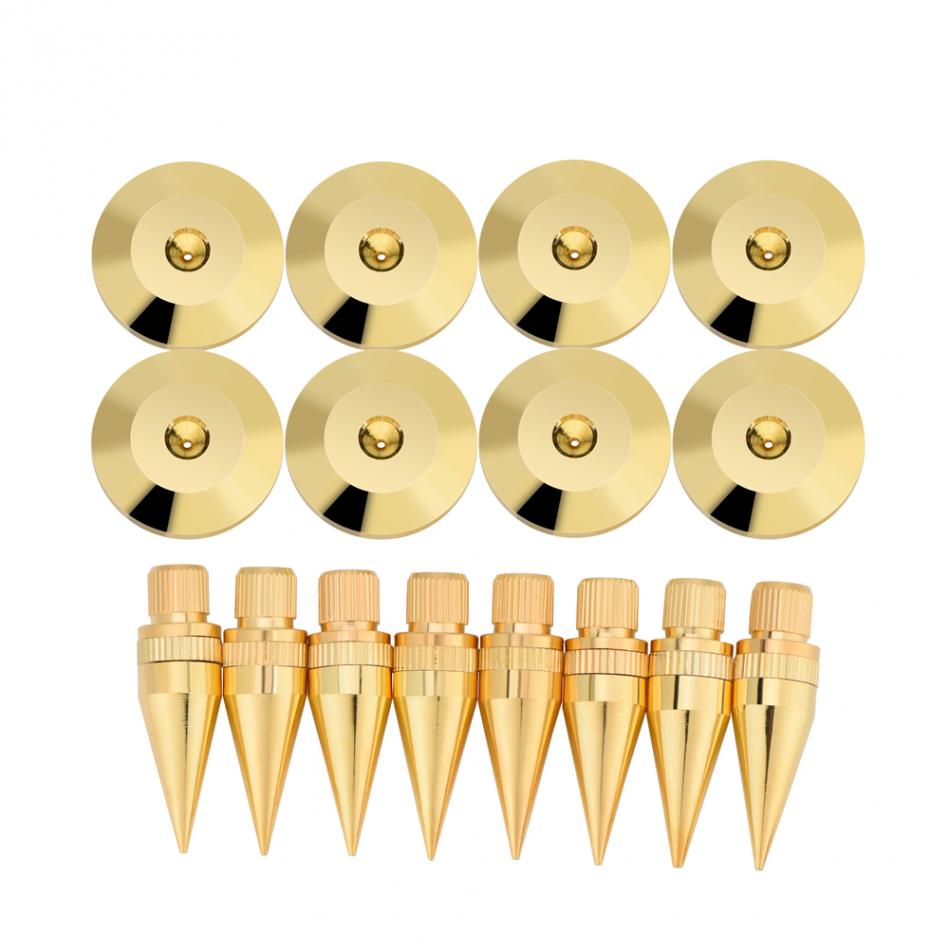 VBESTLIFE 8 Paare Lautsprecher Spikes 6x36mm Kupfer Isolation Stand + Basis Pad Füße für Lautsprecher Verstärker DVD Spieler Plattenspieler Recorder