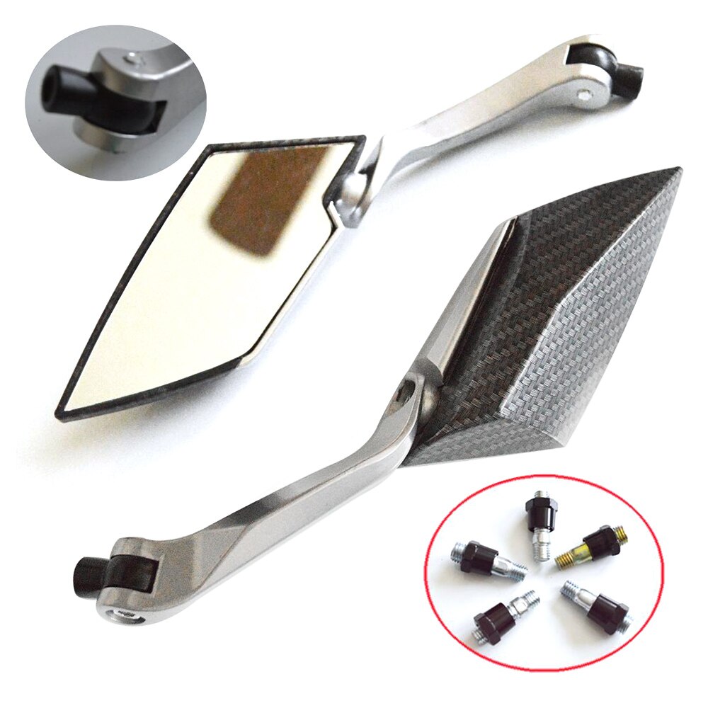 Universal- Motorrad Rolle Seite Rückansicht Spiegel Änderung Spiegel 8mm 10mm (Kohlenstoff (galvanisieren)) neue