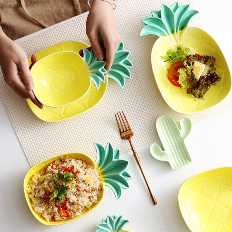 Haushalt Neuheit Ananas bilden Keramik Platte Obst Nachtisch prägnant Gebäck Platte