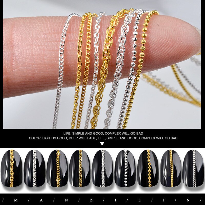 3D Legierung Nagel Kunst Dekoration Für NäGel Super Metall Nagel Kette teile Gold Nagel Dekoration Werkzeuge