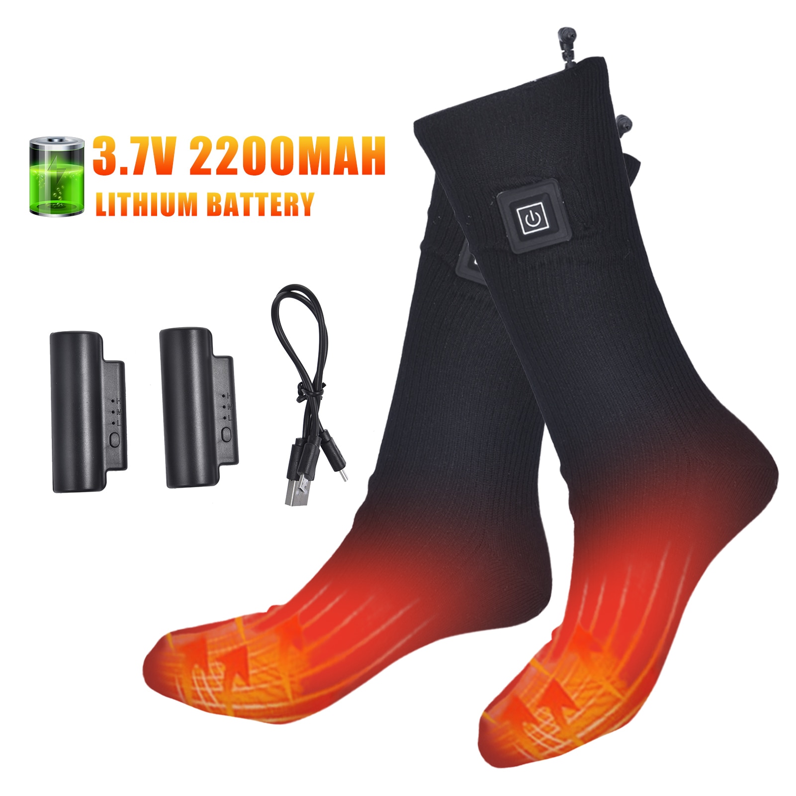 3,7 V 2200mAh Geschmack Elektrische Heizung Socken Akku Gespeist Winter Warme Außen Skifahren Radfahren Socken Thermische Socken