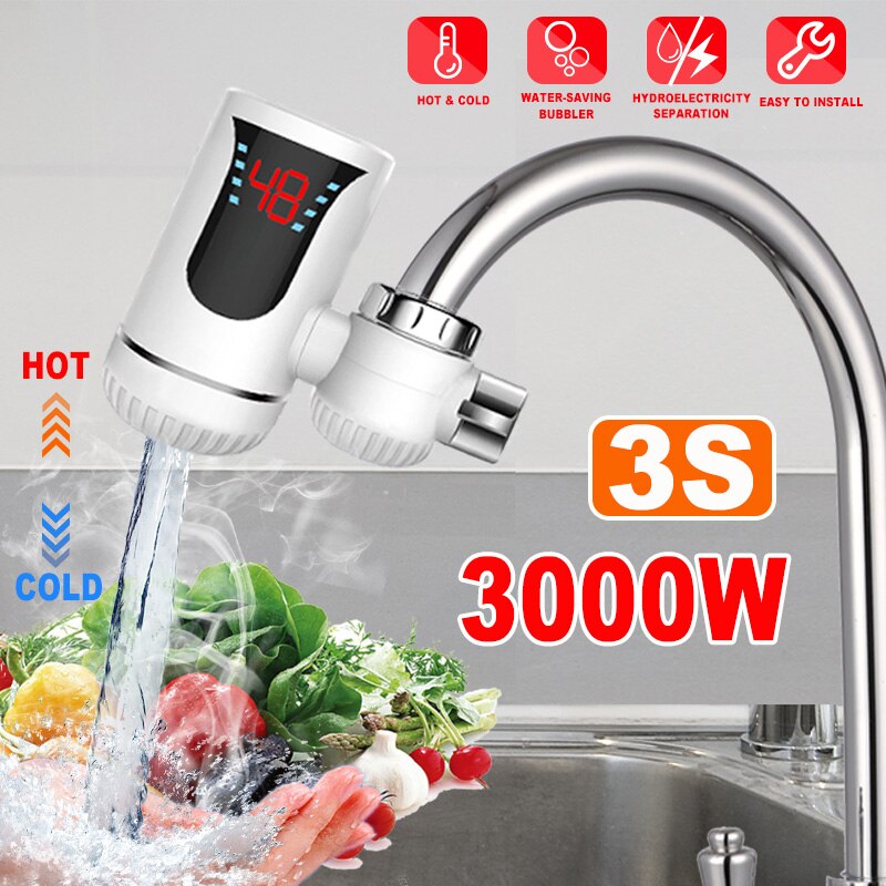 3000W sofortig Tankless Elektrische Wasser Heizung Wasserhahn Küche sofortig Heizung klopfen Wasser Heizung Dual Verwenden Kalte Heizung Wasserhahn