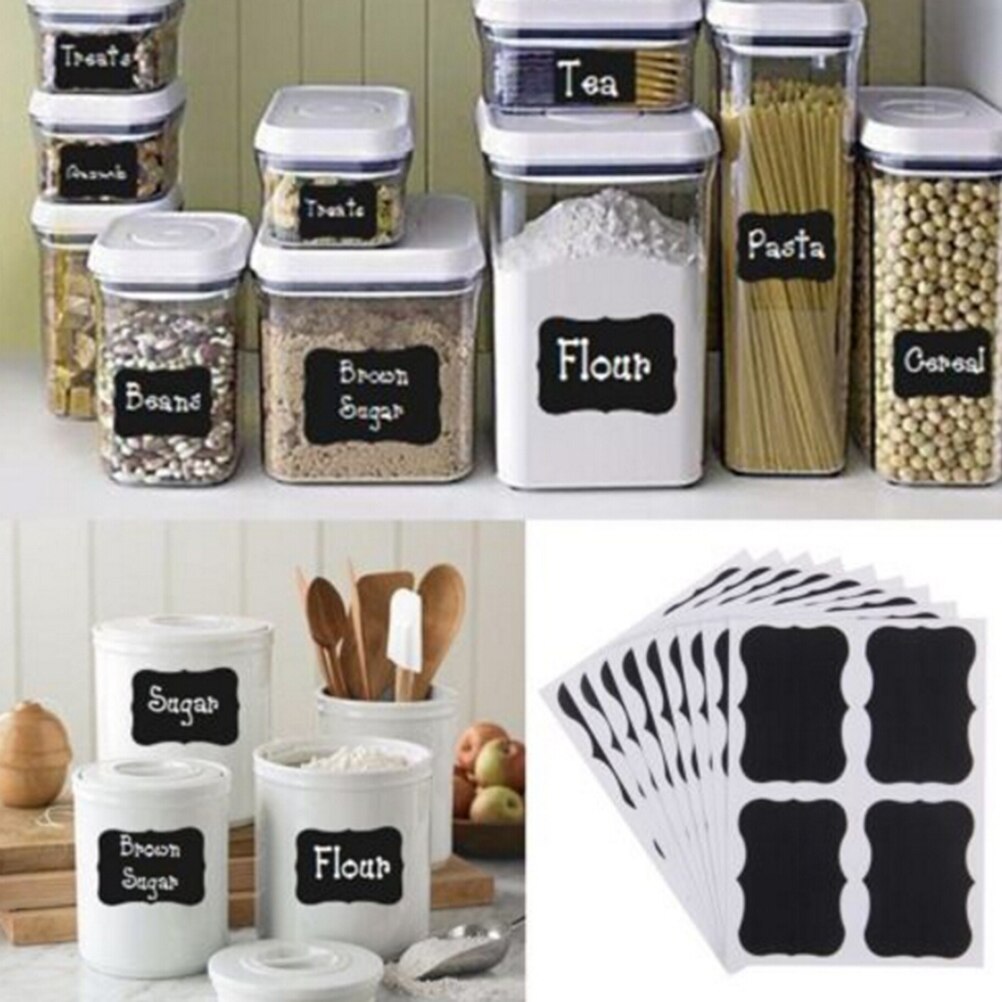 36 Teile/satz Tafel Aufkleber Handwerk Küche Krug Organizer Etiketten Tafel Kreide Bord Aufkleber Schwarz Flasche DIY Stiky Aufkleber