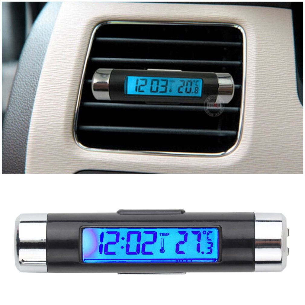 2 in 1 Auto Fahrzeug LCD Digital Hintergrundbeleuchtung Automobil Thermometer Uhr Kalender Anzeige Auto Luft entlüften Auslauf Clip-auf uhr Heißer