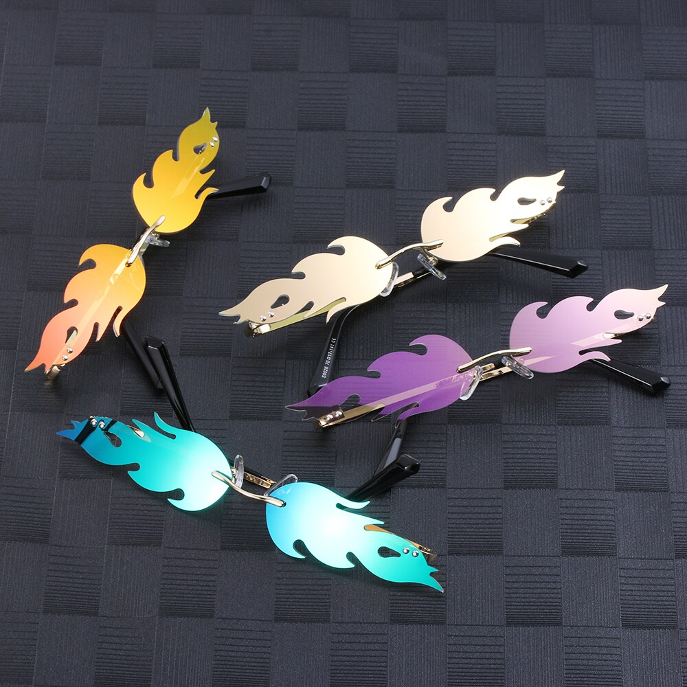 Sommer Frauen Männer Trend Randlose Feuer Flamme Sonnenbrille UV 400 Welle Sonnenbrille Ich bin Freien Einkaufen Streetwear Wandern Brillen