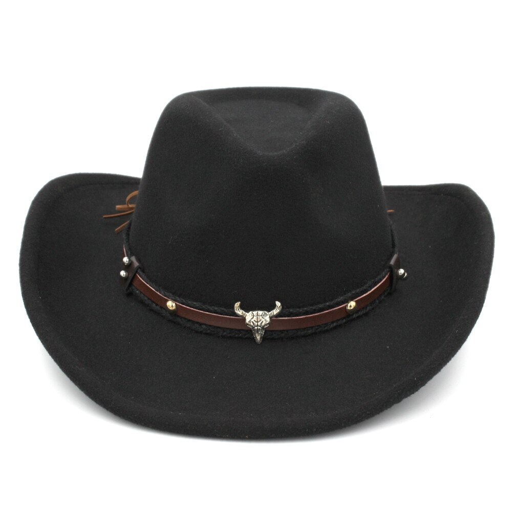 Mistdawn unisex Wolle Mischung Western Cowboy Fedora Kappe Breiter Krempe Sombrero Pastete Kappe Kirche Kappen Jazz Hütte Tauren Leder Band