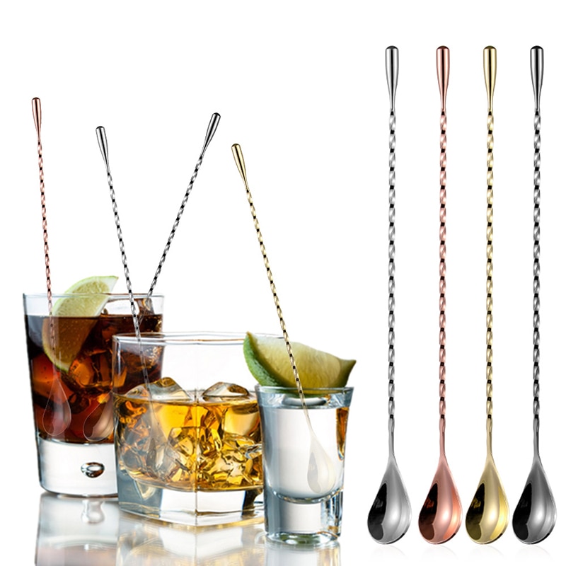 Mischen Löffel Rührer Edelstahl Cocktail Bar Spirale aufbringen Trinken Shaker Muddler Rührer Mischen Löffel Kitche Bar werkzeug