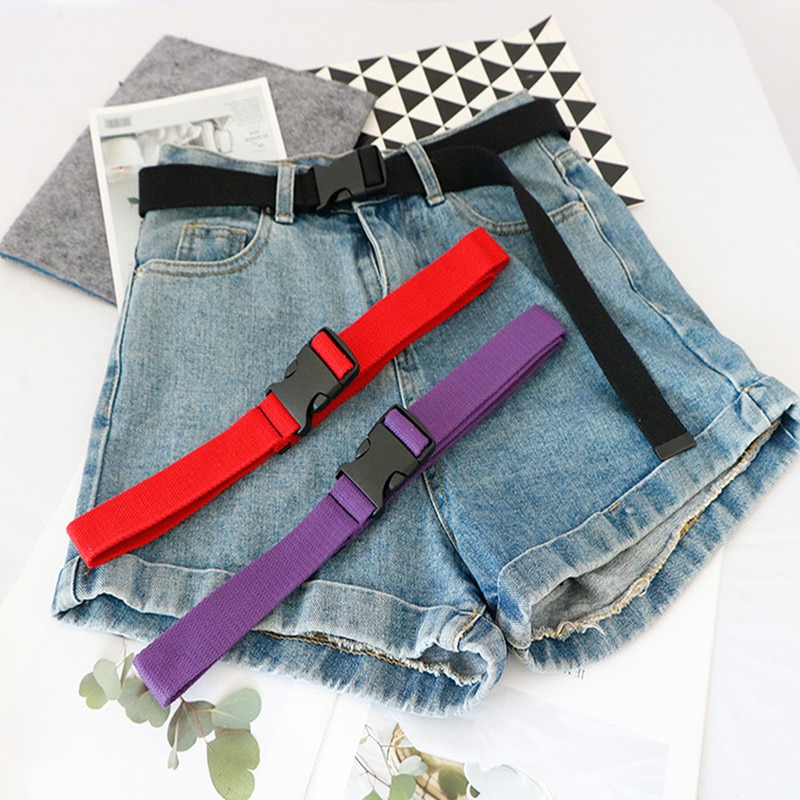 Leinwand Gürtel für Frauen lässig Weibliche Taille Gürtel mit Kunststoff Schnalle Harajuku Einfarbig Lange Gürtel Femme