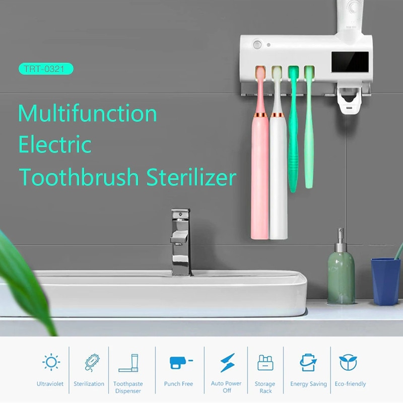 Solar- PIR Induktion Elektrische Zahnbürste Sterilisator UV-Licht Antibakterielle Zahnbürste Halfter Zahnpasta Spender Zauberstab Montieren