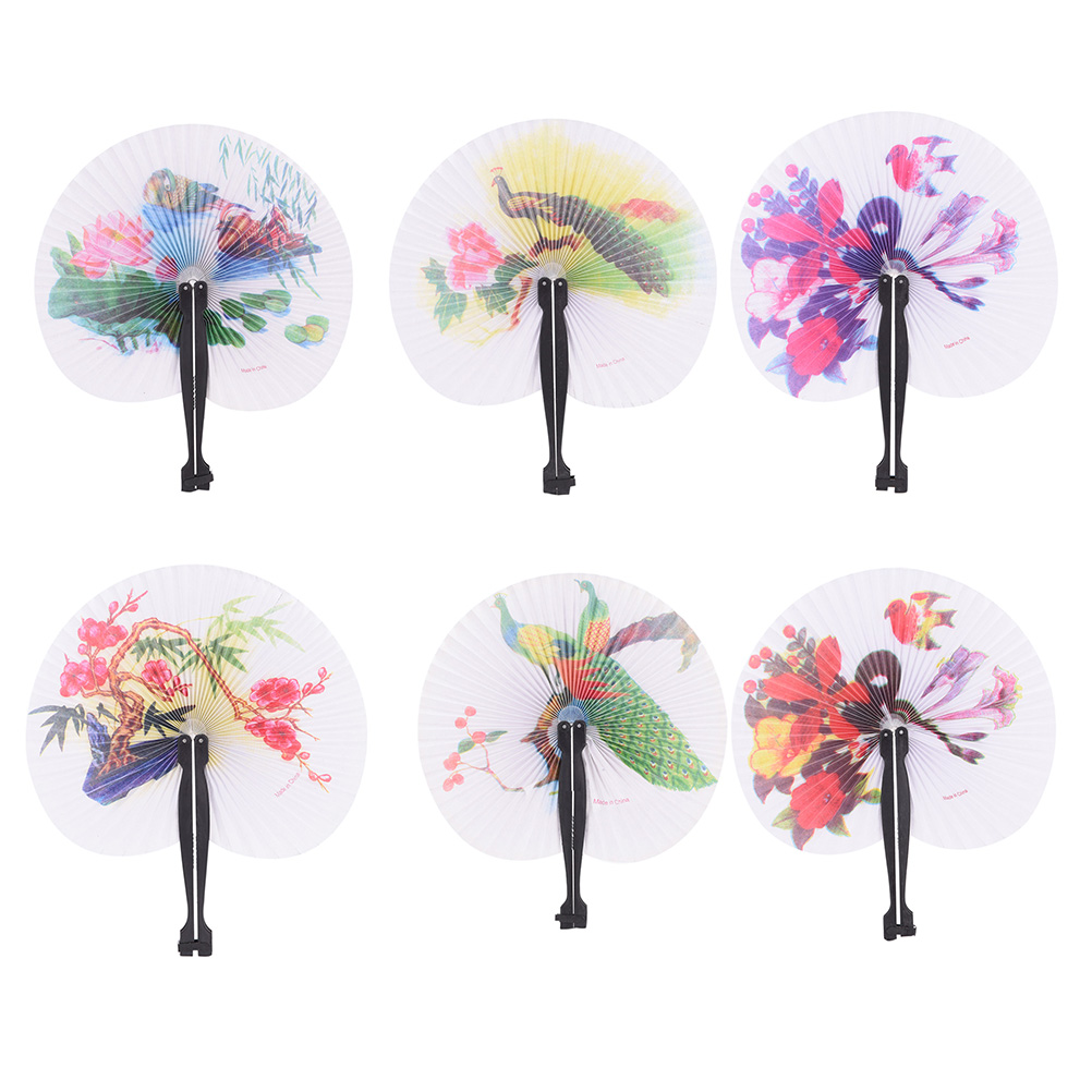 Praktische Veranstaltung Hochzeit Braut Gefälligkeiten Falten Papier Fans Partei Liefert Papier Hand Fan Runde Malerei Falten Fan