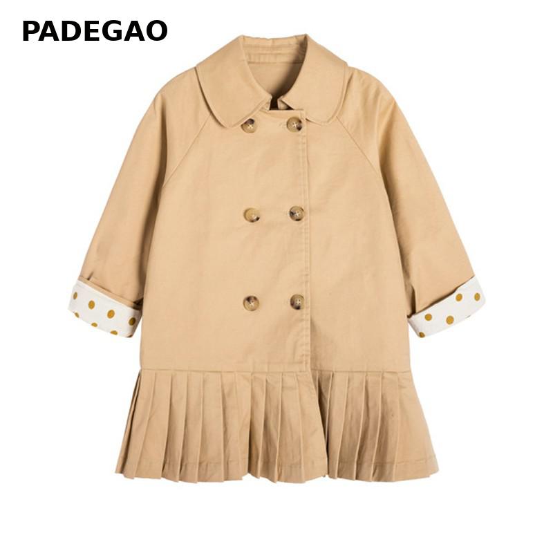 freundlicher Mädchen Graben Mantel Plissee khaki Lange England Graben Mantel Mädchen Jacke Windjacke freundlicher Mäntel Herbst Winter Neue