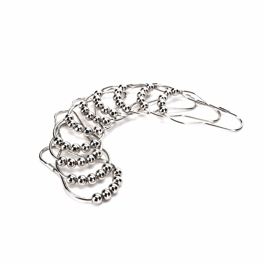 12 teile/paket Schlecht Vorhang Rolle Duschvorhang Ringe Haken 5 Rolle Poliert Satin- Nickel Ball Vorhang Zubehör