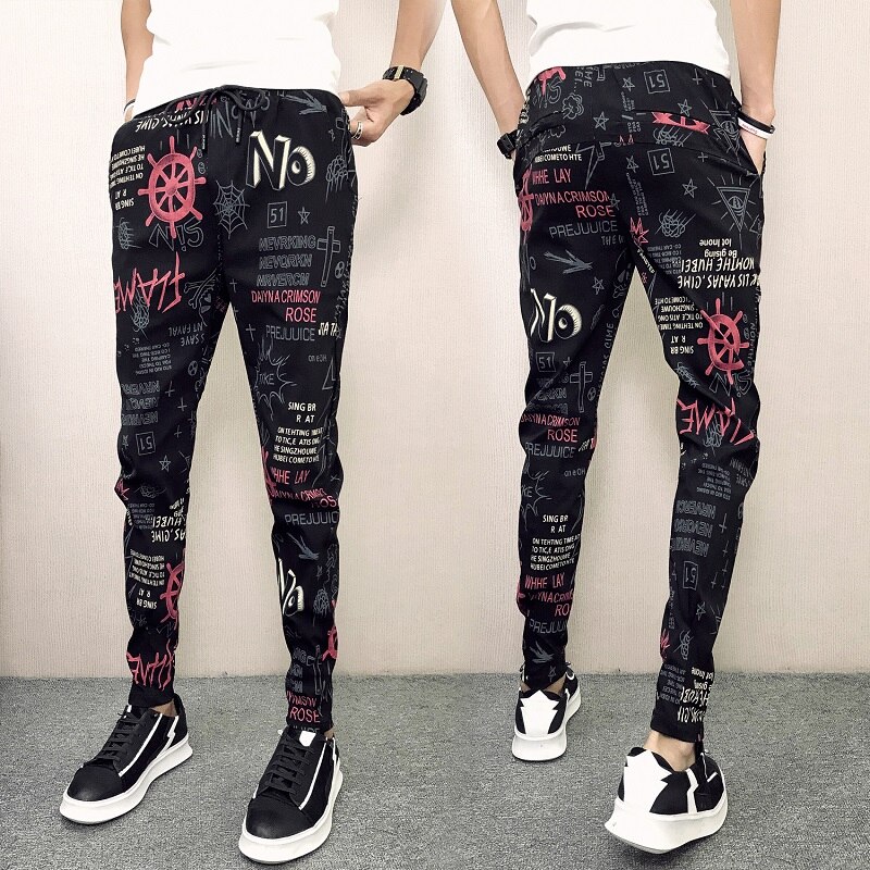 NEUE Beiläufige Dünne Jogger Hosen Männer Jogginghose Pantalones hombre Koreanische Druck Hüfte hüpfen Hosen Männlichen Streetwear Harem Hosen