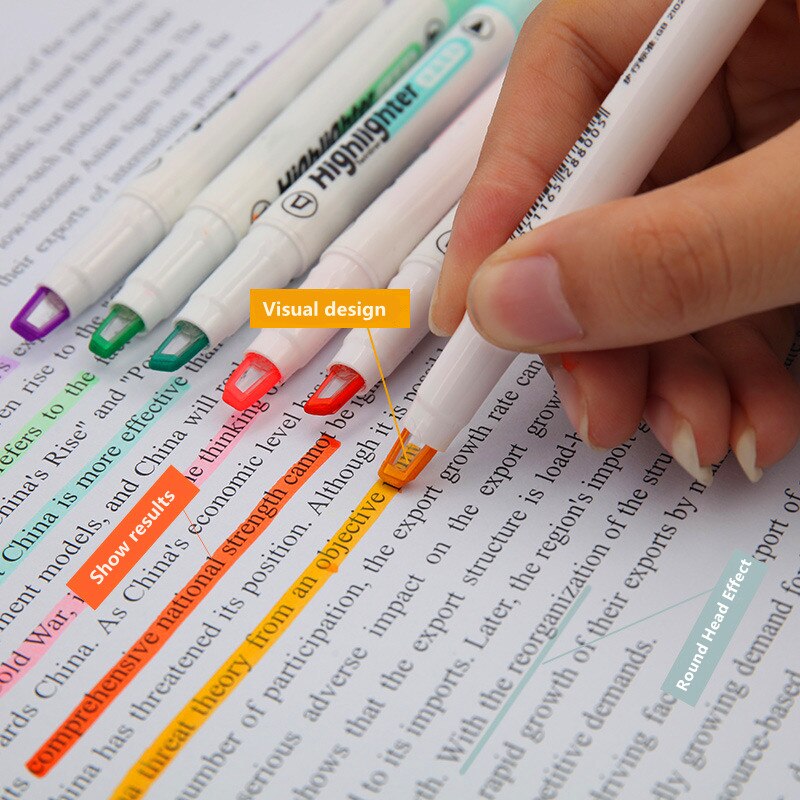 Yisuremia 6 Teile/satz Doppel Kopf Textmarker Visuelle Markieren Marker freundlicher Graffiti Kennzeichnung Werkzeug Büro Schule Schreibwaren