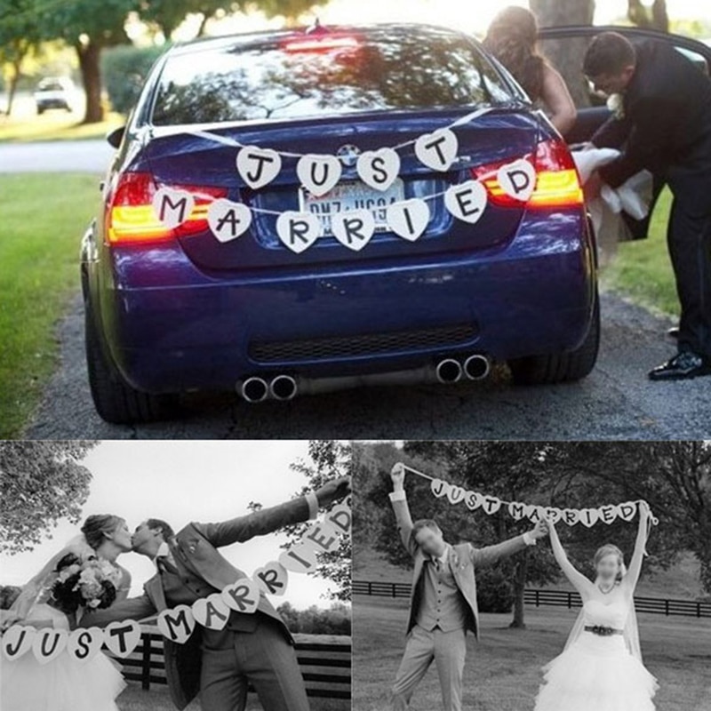 Ammer Girlande Handgefertigte Dekorative Hochzeit Zeichen Karten GERADE GEHEIRATET Hochzeit Banner Party Dekoration