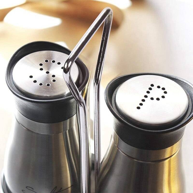 Salz und Pfeffer Schüttler einstellen - hoch Klasse Edelstahl mit Glas Boden und 4 zoll Stand - 4 zoll x 6 zoll x 2 zoll, 4 unzen.