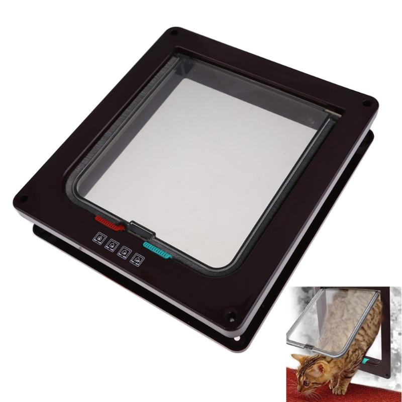 4 möglichkeiten AbschließBar Hund Katze Kätzchen Tür Sicherheit Klappe Tür ABS Kunststoff Ebene Kleine Haustier Katze Hund Tor Haustier Liefert