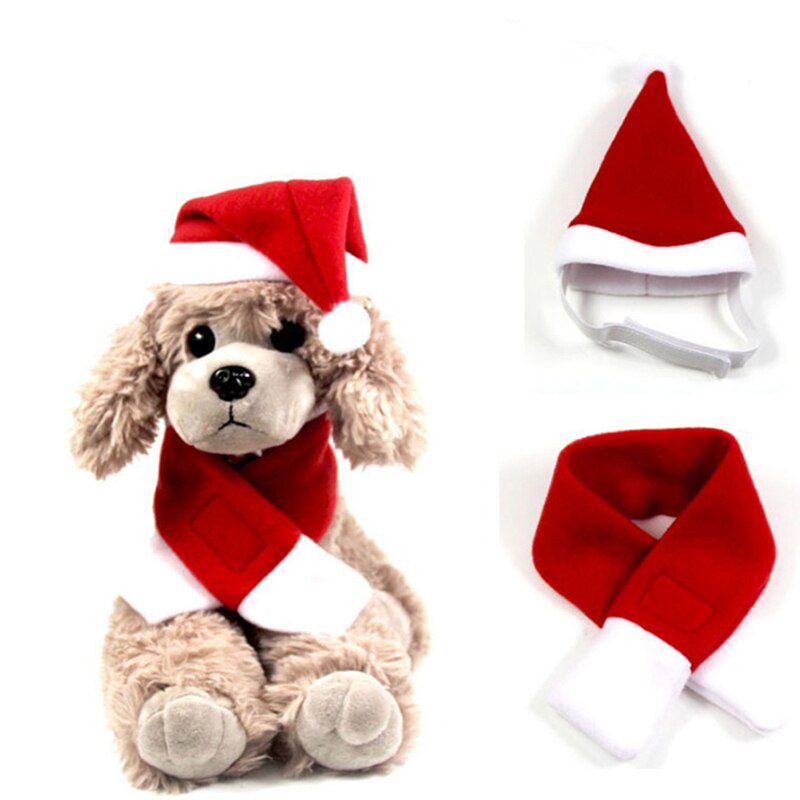 2 teile/satz Weihnachten Kleidung Warme Haustier Hund Katze Kleidung Welpe Santa rot Schal Hütte Nette Hunde Katze Mantel Katzen Kostüm wohnkultur