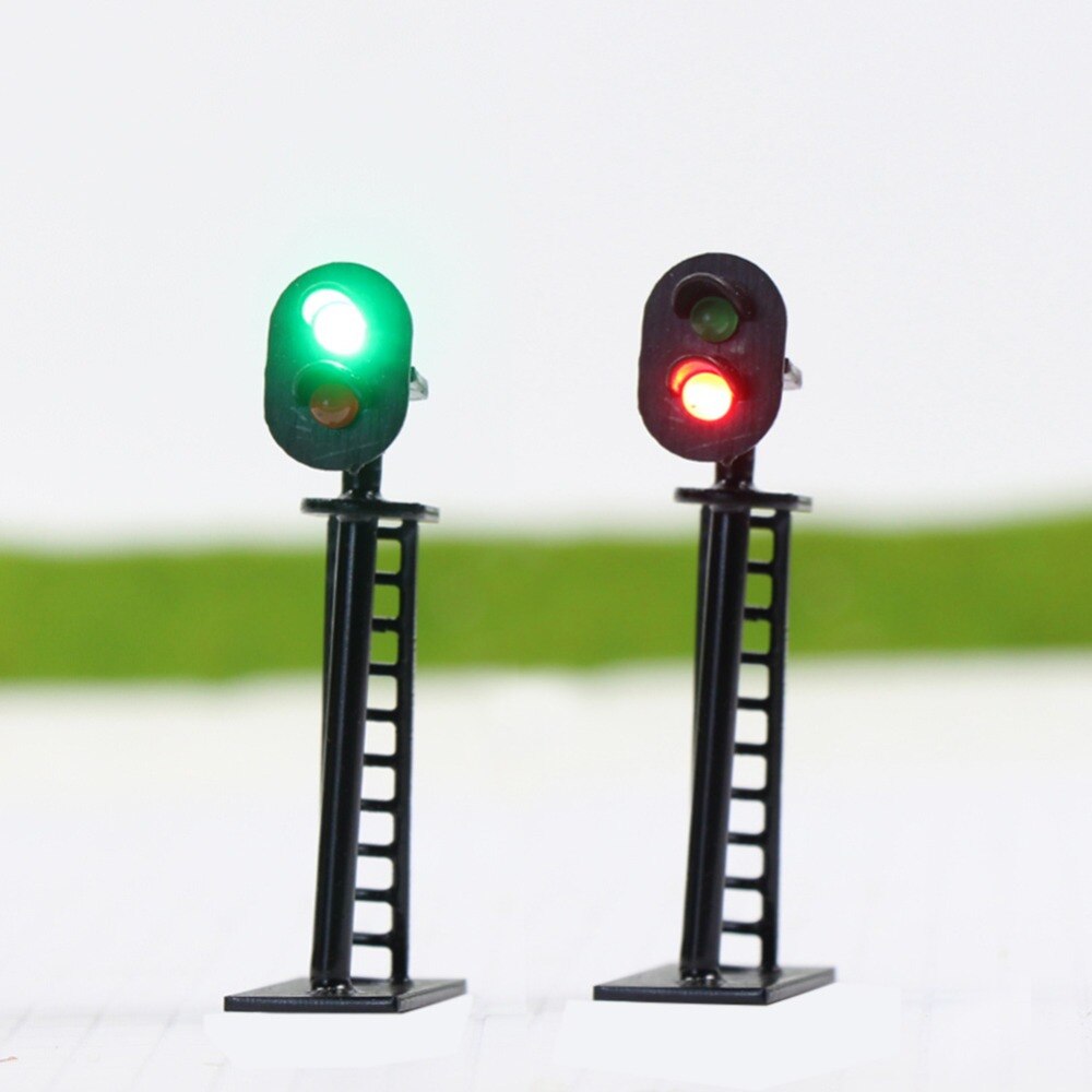 5 stücke Modell Eisenbahn 2-licht Block Signal Grün/verrotten N Skala 4 cm 12 V LED JTD05 modell verkehrszeichen LED-leuchten modellbau Bausatz