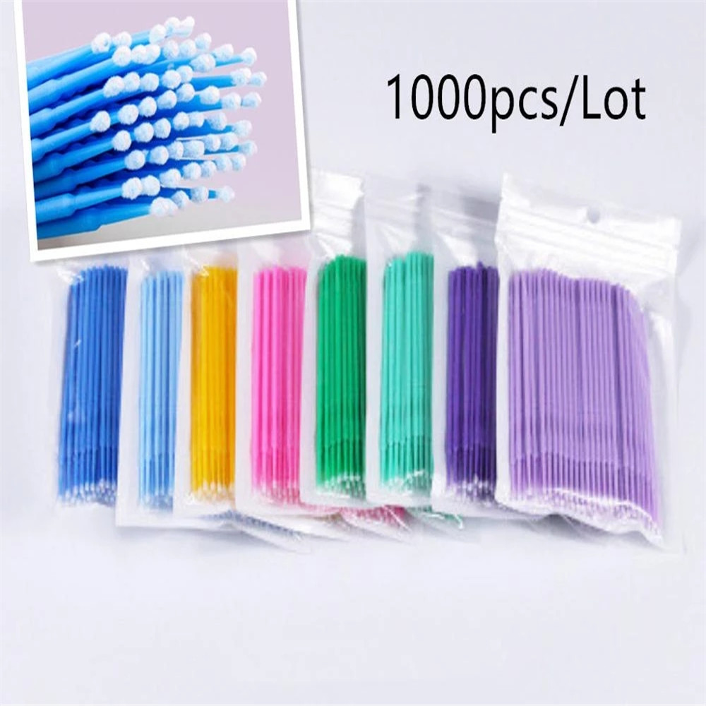 1000 teile/beutel Einweg MicroBrush Wimpern Verlängerung Individuelle Peitsche Entfernen Tupfer Mikro Pinsel Für Wimpern Verlängerung Werkzeuge